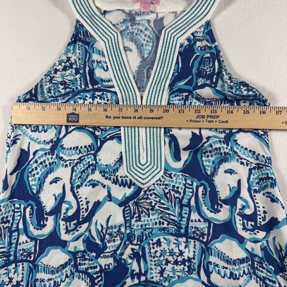 Lilly Pulitzer Achelle Keep On Trunkin Elephant Swing Dress Womens M Blue - Picture 6 of 11
